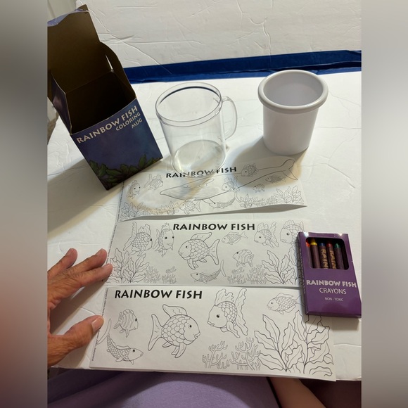 Rainbow Fish Coloring Mug 1998 New and Unused Rare Find + Hardback Book 1992 - Picture 2 of 15